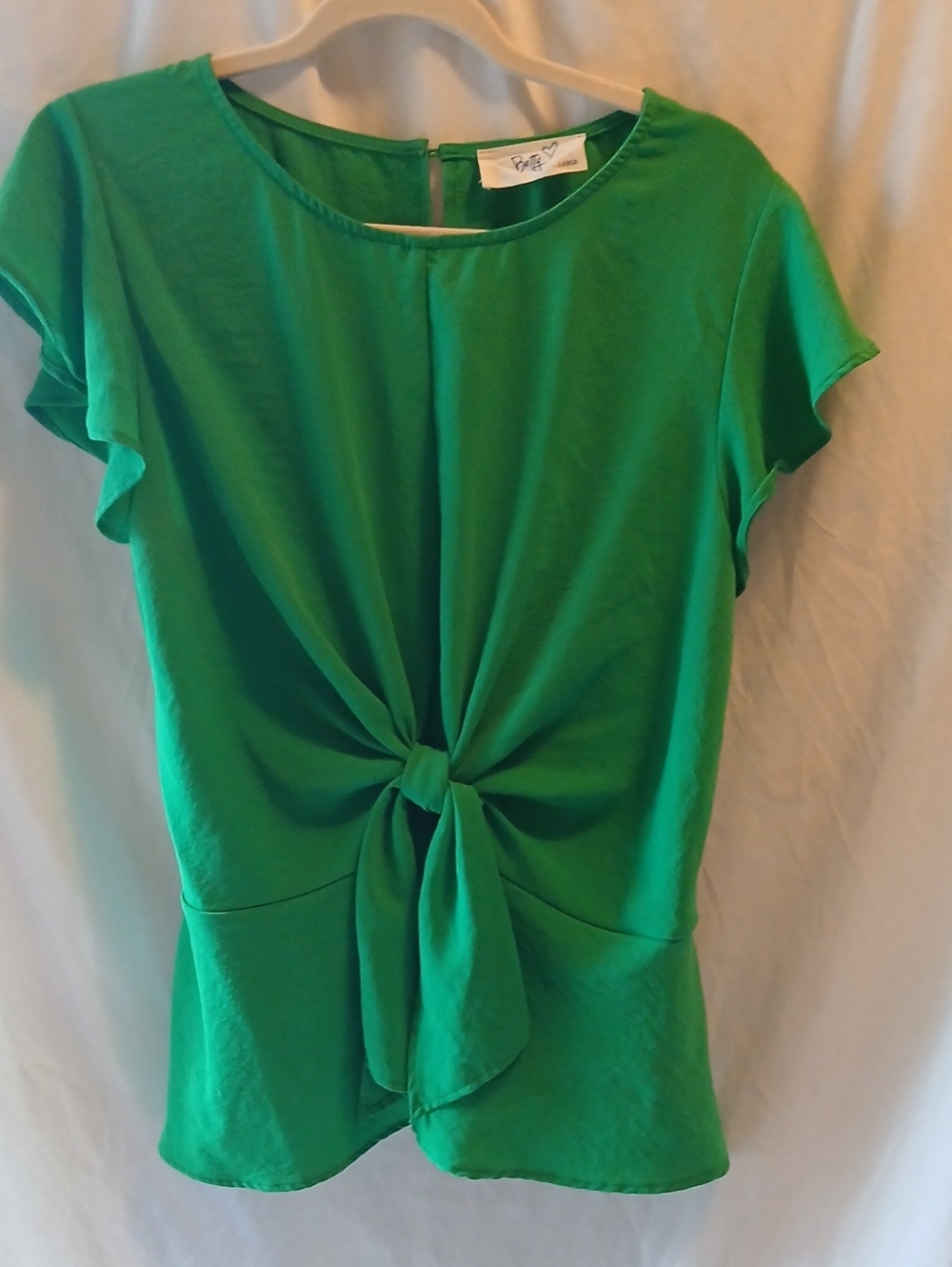 Betty Vintage Style Green Knot-Front Women's Top Short Ruffle Sleeve